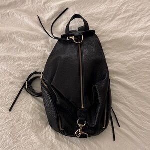 Elegant Adjustable Black Leather Backpack